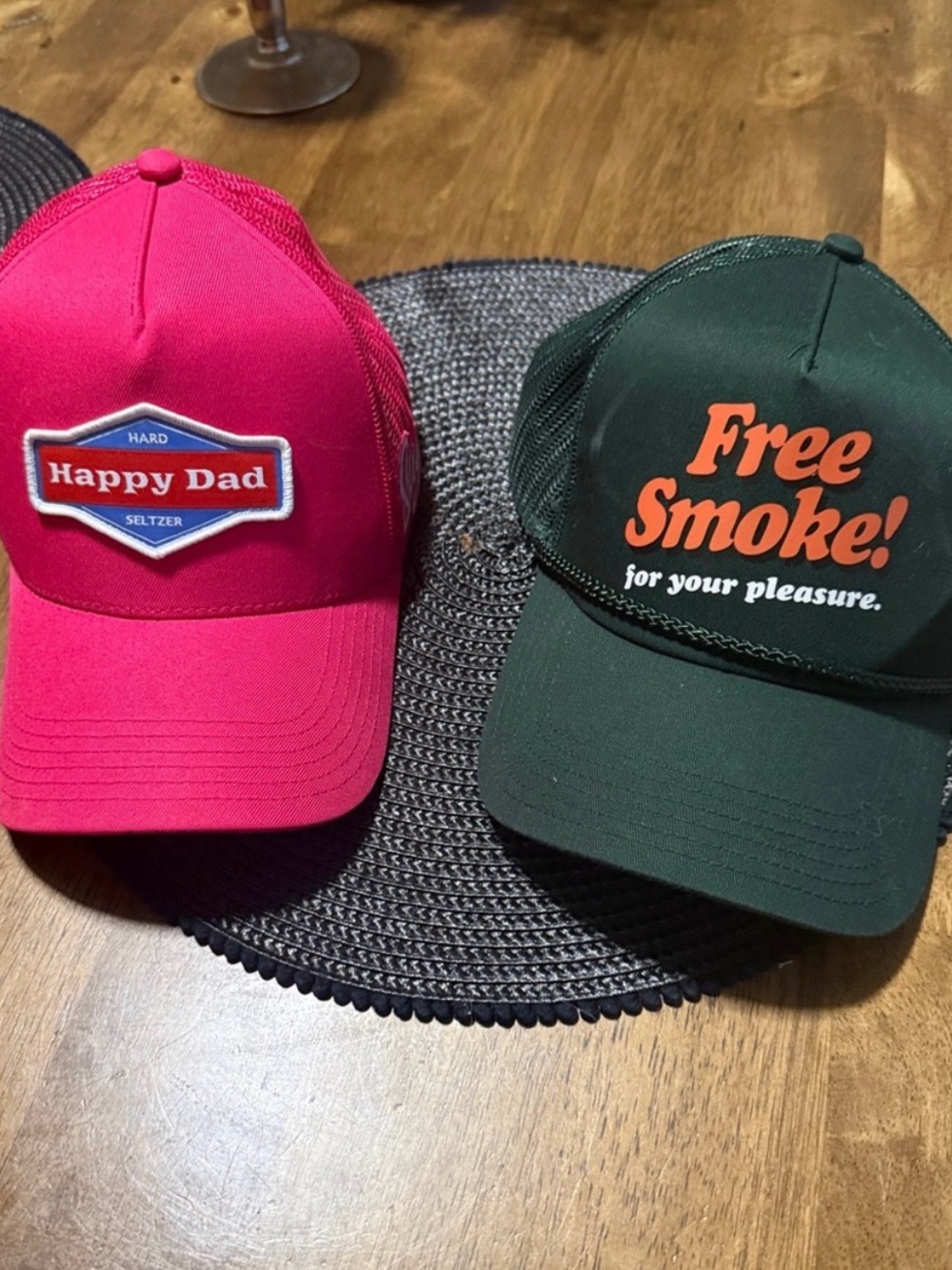 Happy Dad Pink Trucker Hat - Bold Pink Mesh Cap